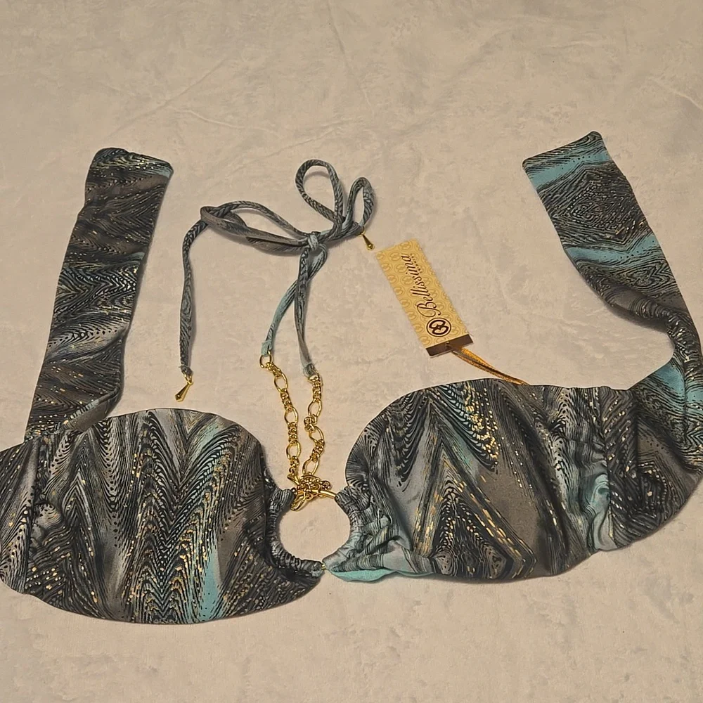 NWT Bellissima halter bikini top with O-ring and Gree Medallion